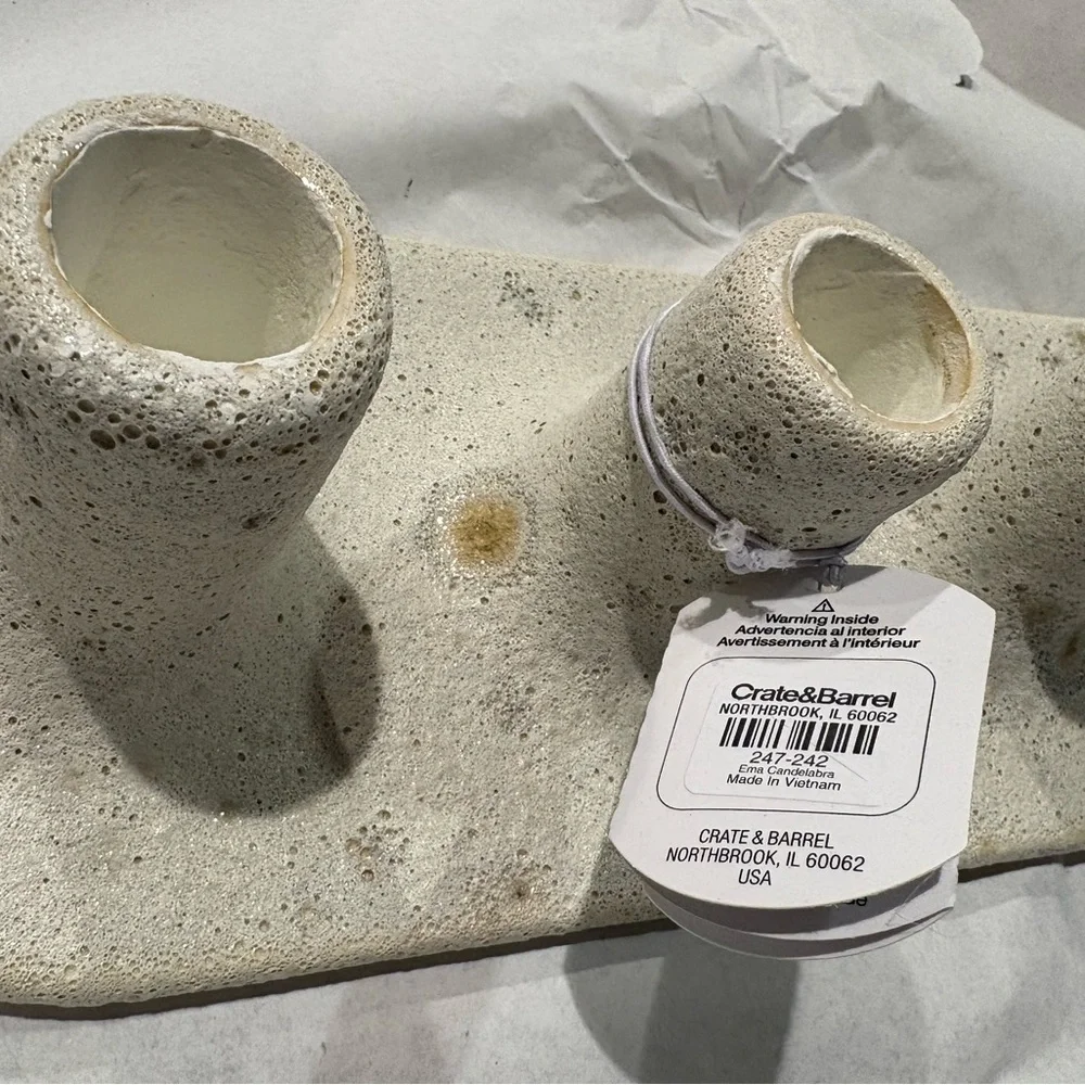 CRATE&BARREL NWT ema ceramic 4 taper candelabra